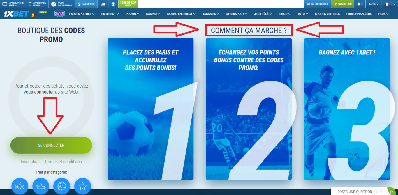 1xBet Sénégal en spécifiant le code promo